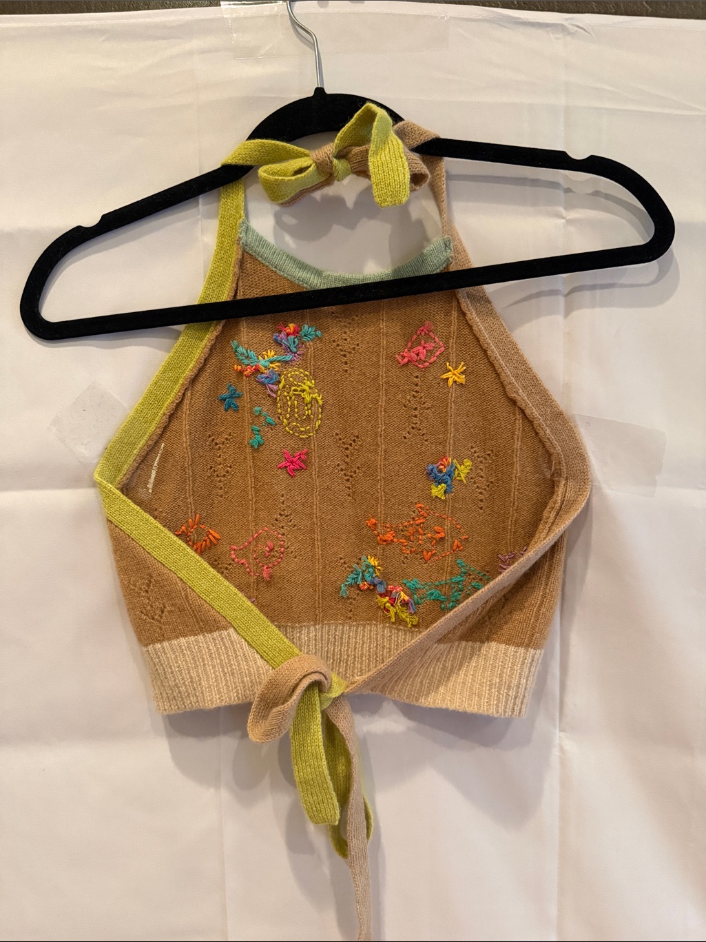Yanyan Curious Embroidered Wool Halter Top — image 2 of 8